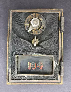 Antique U.S. Post Office Mail Box Door #194 Flying Eagle Brass Combination Lock - Picture 1 of 3