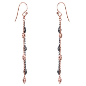 MATERIA Damen Rosegold Ohrhänger 925 Silber schwarz rhodiniert 67mm lang bicolor - Bild 1 von 3