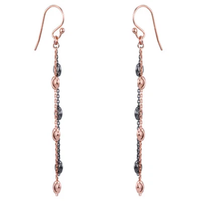 MATERIA Damen Rosegold Ohrhänger 925 Silber schwarz rhodiniert 67mm lang bicolor - Bild 1 von 3