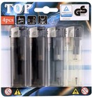 LOT DE 4 BRIQUETS ELECTRONIQUES Certifiés, flamme réglable + indicateur
