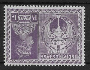 INDIA SG279w 1946 VICTORY 1½a DULL VIOLET INV WMK MNH (r) - Picture 1 of 1