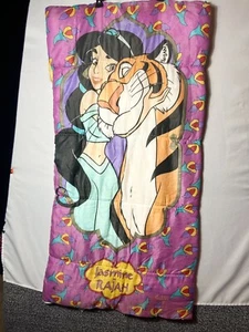 Vtg Disney Aladdin Princess Jasmine And Rajah Sleeping Bag Y2k Youth Blanket - Picture 1 of 12