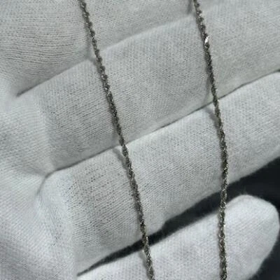 Cadena de cuerda italiana de oro blanco de 14k corte diamante 18" de longitud bloqueo de langosta 3,9 gramos Foto 1 de 4