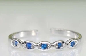 Blue Sapphire Women's Foot Jewelry Adjustable Toe Ring 925 Silver - Picture 1 of 5