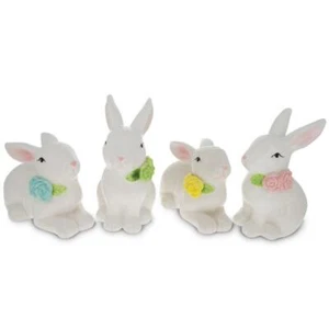 Set of 4 Porcelain Easter Bunnies 4 Inches - Picture 1 of 4