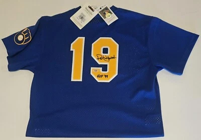 Robin Yount Signed Milwaukee Brewers Mitchell Ness Authentic Jersey w/HOF 99 PSA - Image 1 of 4