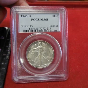 1943-D Walking Liberty Half Dollar 50C MS65 PCGS - Picture 1 of 9