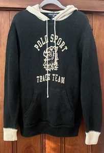 Vintage 90s Polo Sport Ralph Lauren Track Team Knit Hoodie Sweater Size M Rare - Picture 1 of 17