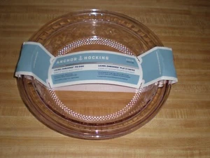 Anchor Hocking Rosewater Glass Cake Pie Deep Dish Laurel Embossed 9.25" USA New - Picture 1 of 3