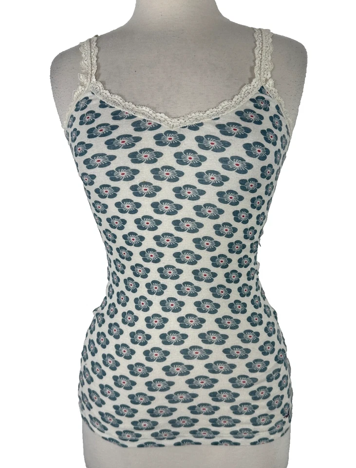 Nueva Camiseta sin mangas vintage Y2K Hollister para mujer junior con ribete de encaje camisola coqueta delgada Foto 1 de 4