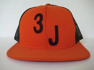 Vintage Orange Black 3J Mesh Adjustable Snapback Hipster Trucker Hat Cap - Picture 1 of 8