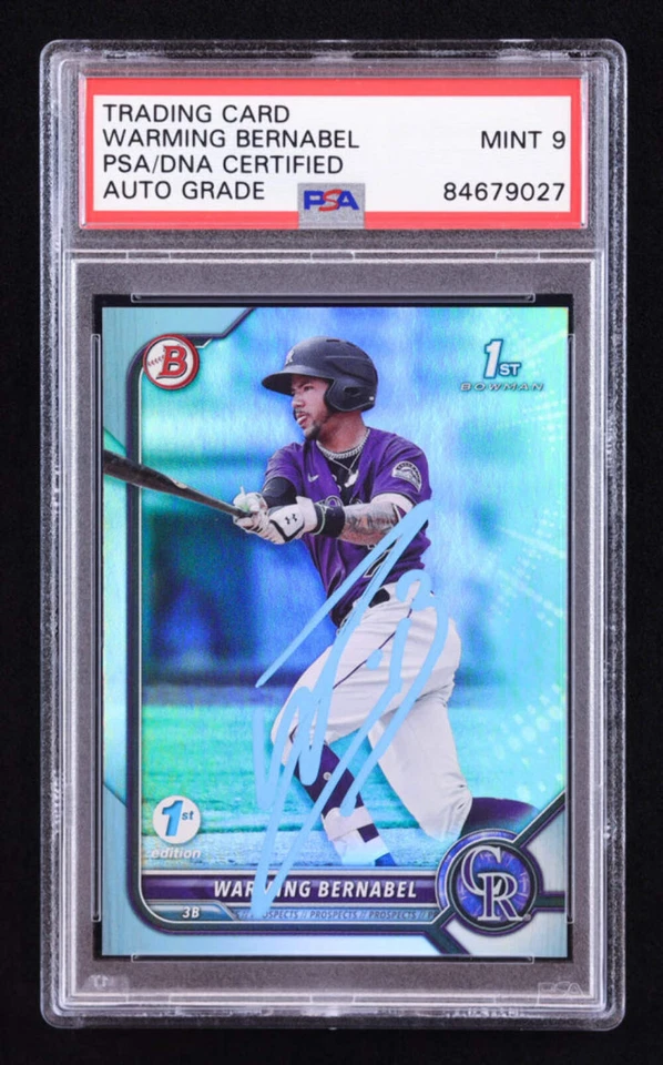 Warming Bernabel Signed 2022 Bowman 1st Edition Sky Blue Foil #BPPF46 RC (PSA | - Image 1 of 2