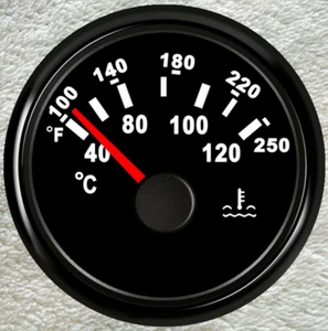52MM Water Temp Gauge with Sender 100-250F 287.4-22.4 ohms for Car  Marine Black - Picture 1 of 6