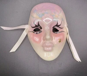 Vintage Mardi Gras Porcelain Hand Painted Flower Design Mask - Picture 1 of 13