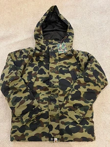 NWT A BATHING APE 1ST CAMO SNOWBOARD DOWN JACKET Official green size L - Picture 1 of 4