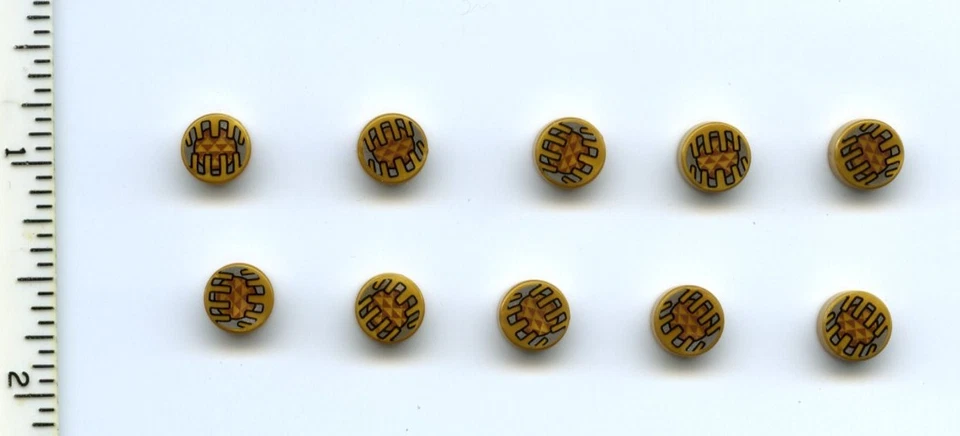 Star Wars LEGO x 10 Pearl Gold Tile, Round 1 x 1 with Electronic Eye Pattern NEW - Image 1 of 1
