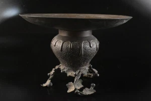 T1910: XF Japanese Old Copper Gourd sculpture FLOWER VASE Ikebana - Picture 1 of 7