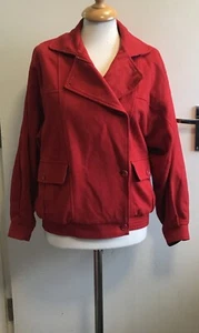 Burberrys Red Wool & Alpaca Retro Style Bomber Casual Jacket Size UK 10 - Picture 1 of 16