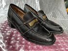 Lawler Duffy Black Leather Loafers Brown Stitching With Brass Plate