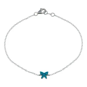 Sterling Silver Turquoise Stones Butterfly Bracelet - Picture 1 of 2