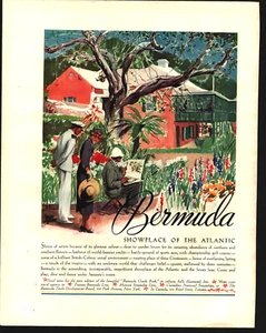 Bermuda Adolph Treidler Art & GRACE LINES Vintage 1935 Ads Magazine Print - Picture 1 of 2