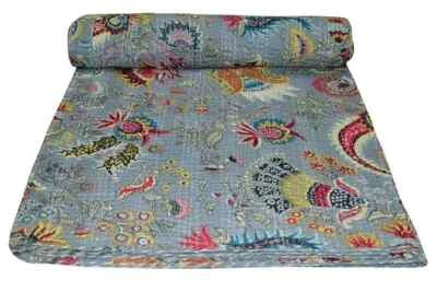 Indian Kantha Quilt Handmade 100% Cotton Throw Bedspread Blanket Queen/TwinSize - Image 1 of 3