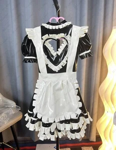 1228 Latex Rubber Gummi ruffles Maid outfits uniform Dress bow customized 0.4mm - Picture 1 of 10