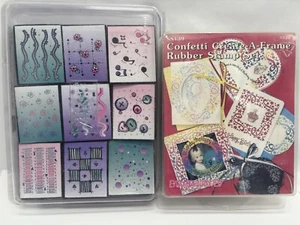 2 Rubber Stamp Sets Build-A-Frame & Backgrounds 9pc Sets Vintage New - Picture 1 of 5