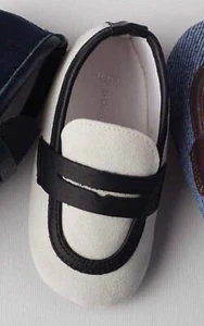 BABYWALKER Cream Suede & black napa leather slip on loafer baby shoes 18/19 - Picture 1 of 1