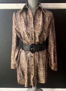 NWT THE SANG Oversized Faux Snakeskin Shirt Dress Size Small (Fits S/M/L) - Picture 1 of 16