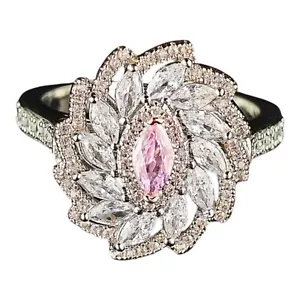 Boutique simulierter rosa Saphir Ring mit Akzenten Weißgold vergoldet Größe 7 4️⃣ - Bild 1 von 8