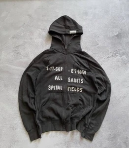 Allsaints Spitalfields Zip Hoodie Black S Size Distressed Logo  - Picture 1 of 8