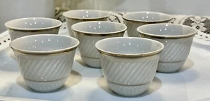 Vintage Yamato 1886 Japan, Sake Cups Set Of 7 White Porcelain Platinum Band - Picture 1 of 8