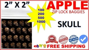 2" x 2" Apple baggies 2020 mini Zipper Seal bags PRINTED DESIGN (SKULL) - Picture 1 of 2