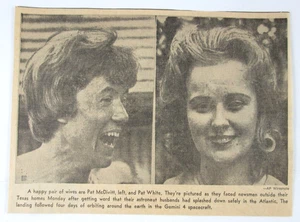 Vintage 1965 Newsprint Astronauts Wife Pat McDivitt Pat White Gemini 4 Landing - Picture 1 of 1
