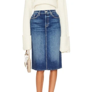 Mother Vagabond Denim Midi Skirt In Its a Small World 25 - Picture 1 of 7