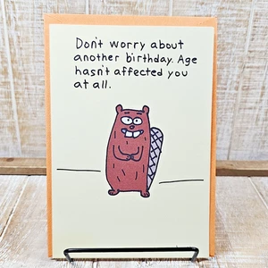 Hallmark Birthday Greeting Card 5x7 Beaver Cartoon Age Hearing Funny Humor - Picture 1 of 7