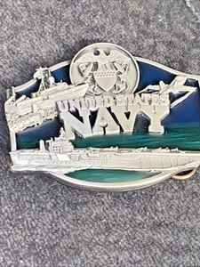 United States NAVY Pewter / Green belt buckle vintage - 1987 - Bild 1 von 7