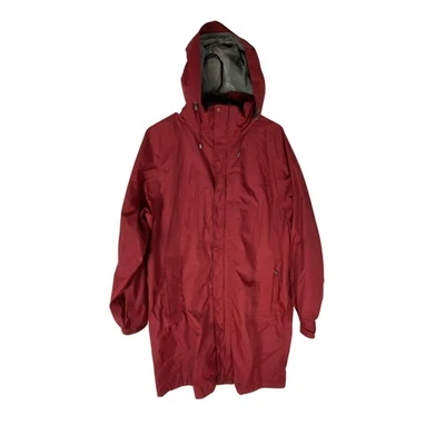 LL Bean Jacket Mens Large Red Gore Tex Stowaway Hooded Rainproof Parka Coat - Image 1 of 4