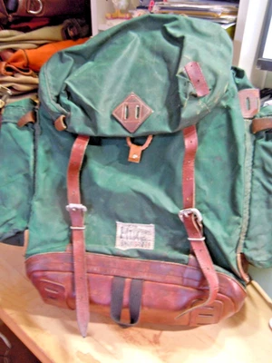 Mochila de cuero vintage HINE SnowBridge Designs camping senderismo grande #4 Foto 1 de 4