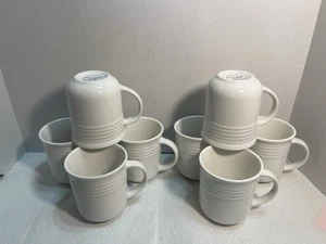 8 Oneida Kenley Casual Settings Mugs Cups Ribbed Light Stone Colored 2043 - Picture 1 of 8