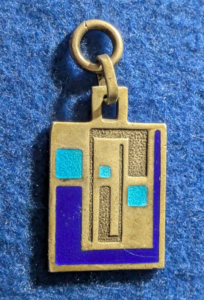 Ciondolo in argento 800 smaltato geometrico anni ’70 vintage  peso 11g. - Immagine 1 di 4