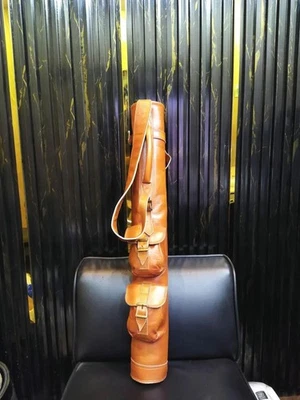 Bolsa de golf de cuero genuino 36" vintage estilo lápiz bolsa de transporte con 2 bolsillos Foto 1 de 4