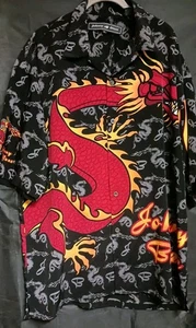Camisa De Colección Johnny Blaze Dragón Llama Calavera Botón Y2K Para Hombres XL - Imagen 1 de 8