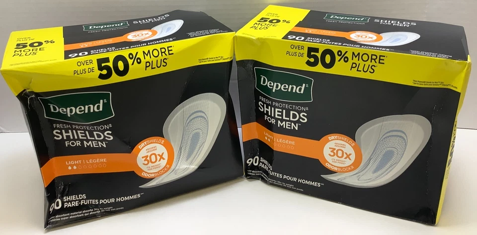 Shields depend Pads for Men Light Absorbency 90 pack ( vary)