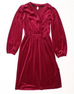 VINTAGE Womens Velvet Long Sleeve Maxi Dress UK 12 Medium Pink Velvet DD96 - Picture 1 of 5