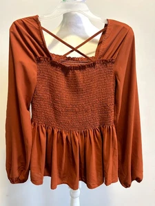 Blusa Staccato Rústica Naranja Manga Larga Para Mujer Pequeña Informal Oficina Otoño Vacaciones - Imagen 1 de 7