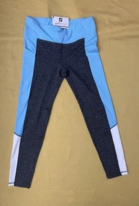 FJ FootJoy Women’s Golf CB Leggings Heather Charcoal/sky Blue/white Sz Large - Picture 1 of 5