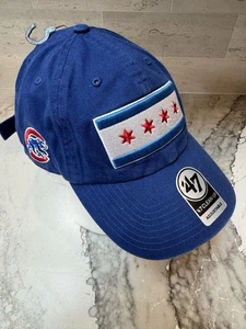 Chicago Flag Chicago Cubs Baseball Hat Blue Adjustable Embroidered 47 Brand - Picture 1 of 9