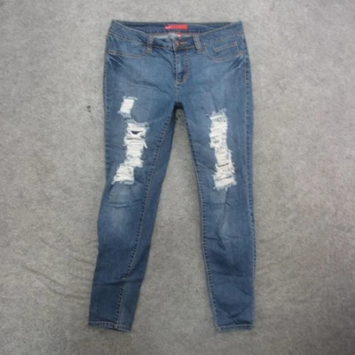 Pantalones de mezclilla elásticos ajustados rasgados azules desgastados ELLE Jeans para mujer 10R Foto 1 de 4